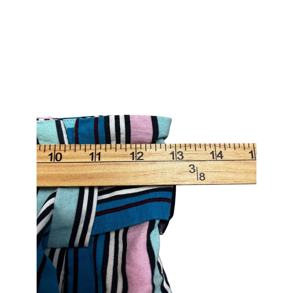 Marie Oliver Womens Blue Pink Striped Paperbag Waist Shorts 2 Resortwear Coastal - Picture 6 of 8